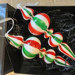 New Robert Stanley Candy Cane Icicle Ornament set 