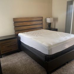 Queen size bed frame & nightstands