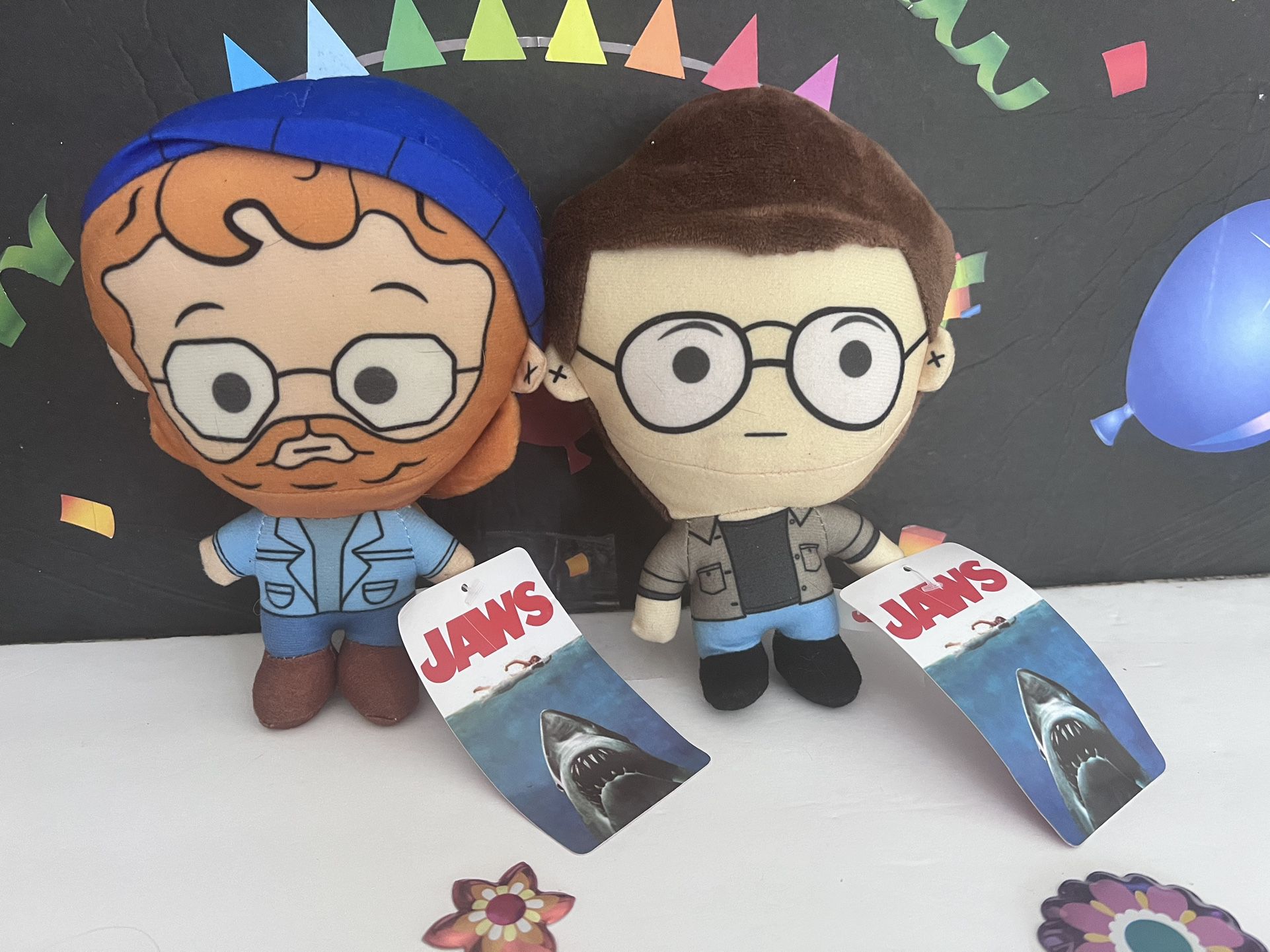 JAWS PLUSH CHARACTERS  PLUSH MATT HOOPER & MARTIN BRODY WITH JAWS TAGS!! 8 Inch! 