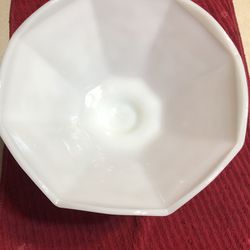 White Milk Glass Pedestal Fruit Bowl