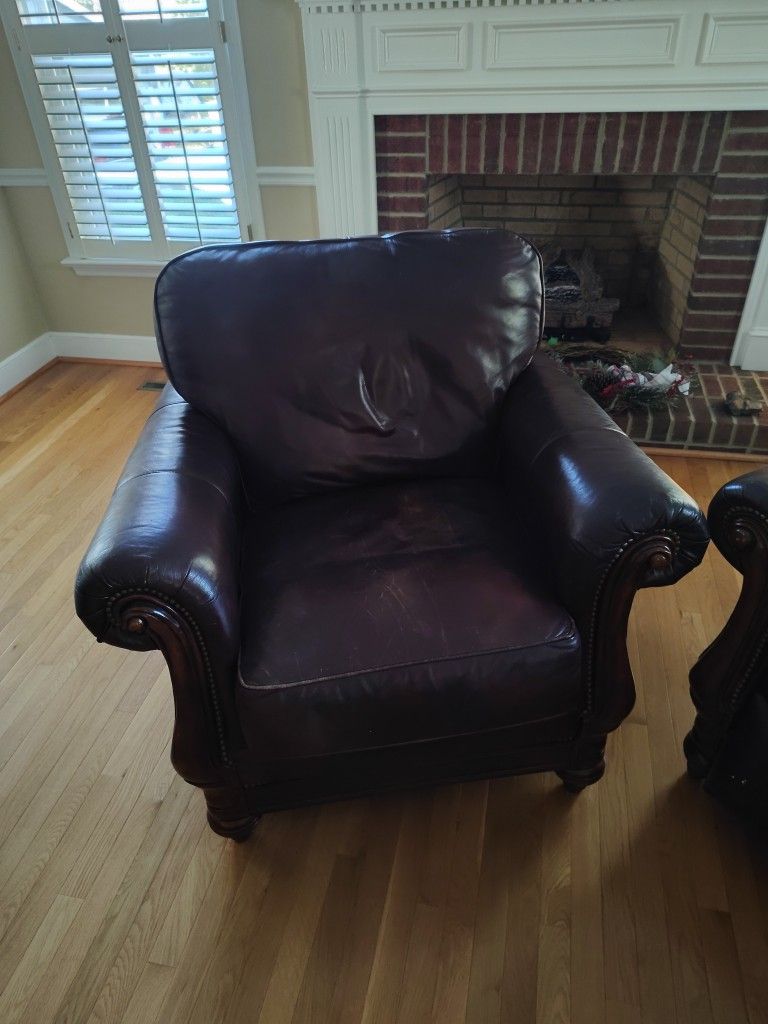 Leather Chair & Ottoman