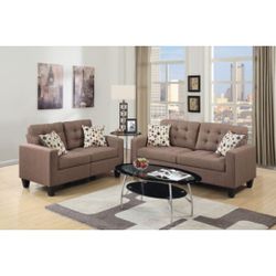 Light Brown Sofa And Love Seat Set 