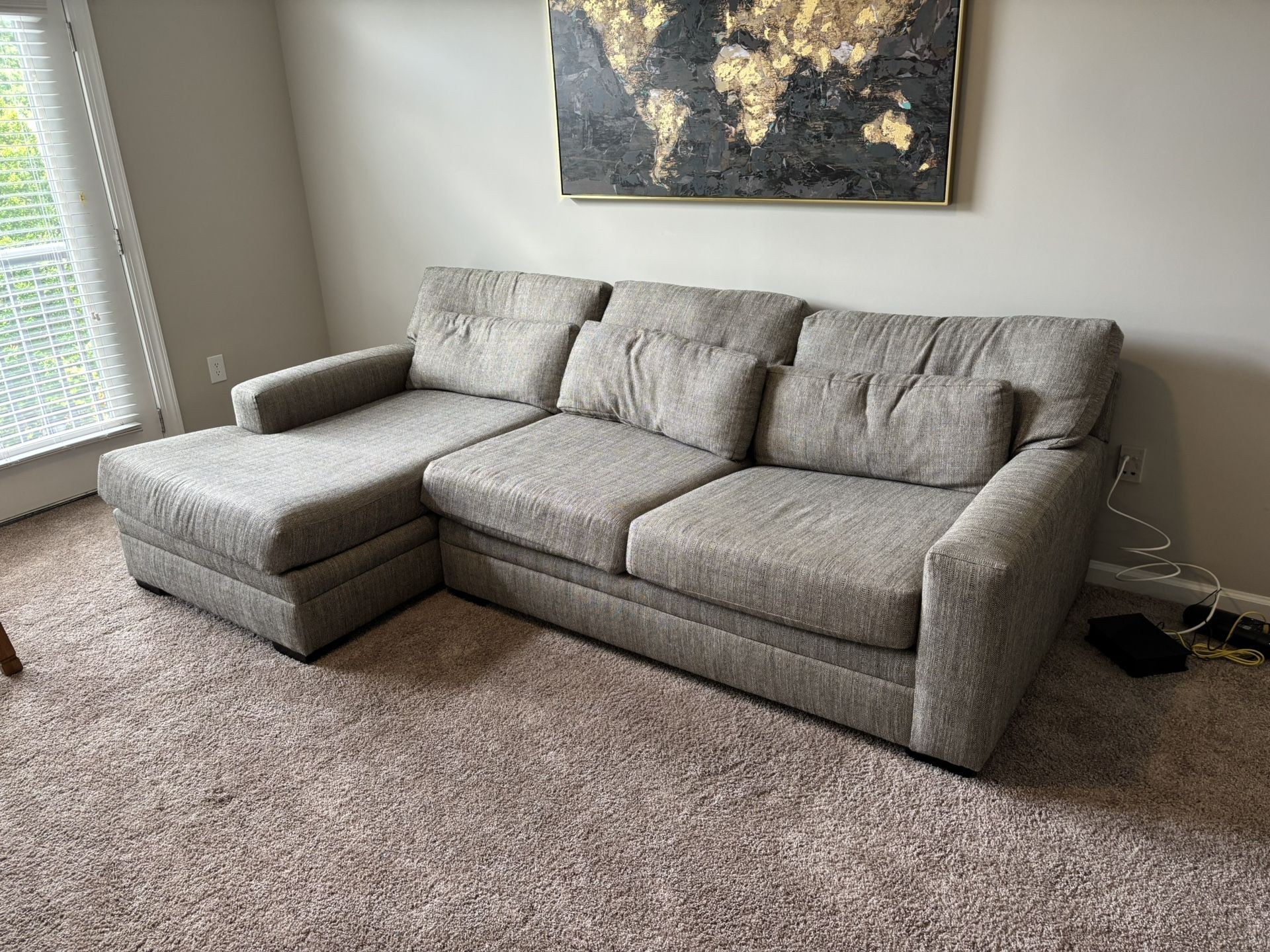 L-Shaped Grey/Brown Couch