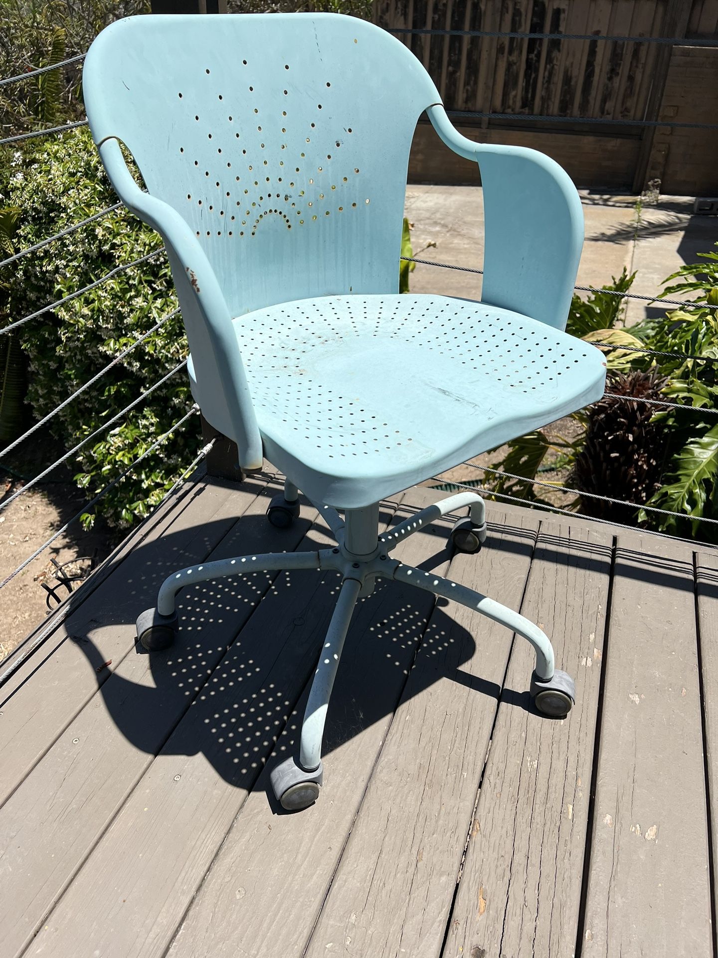 IKEA teal metal swivel office chair
