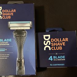 Dollar Shave Club 4-Blade Razor Bundle 1 Handle & 2 Cartridges + 4 Cartridges