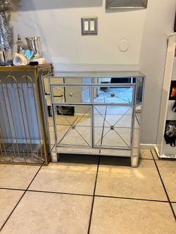 Mirrored Glam silver grey dresser / tv console table