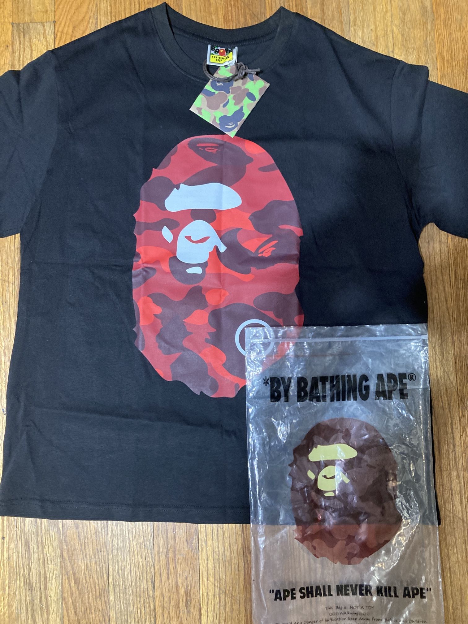 A Bathing Ape (BAPE) Black Red T-Shirt XL - Brand New With Tags