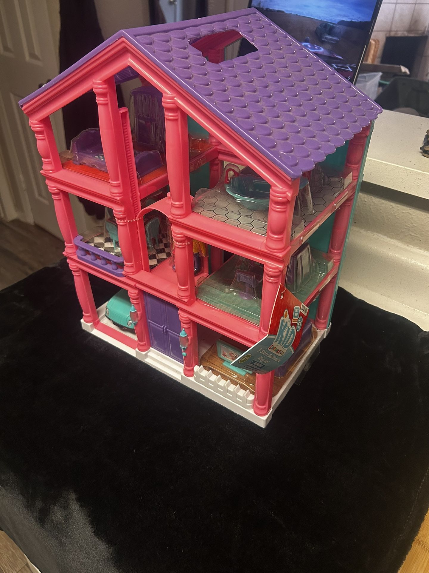 Kid Connection 3-Story Dollhouse Play Set w/ Working Garage & Elevator