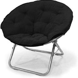 Microsuede Foldable Saucer Chair, Black 