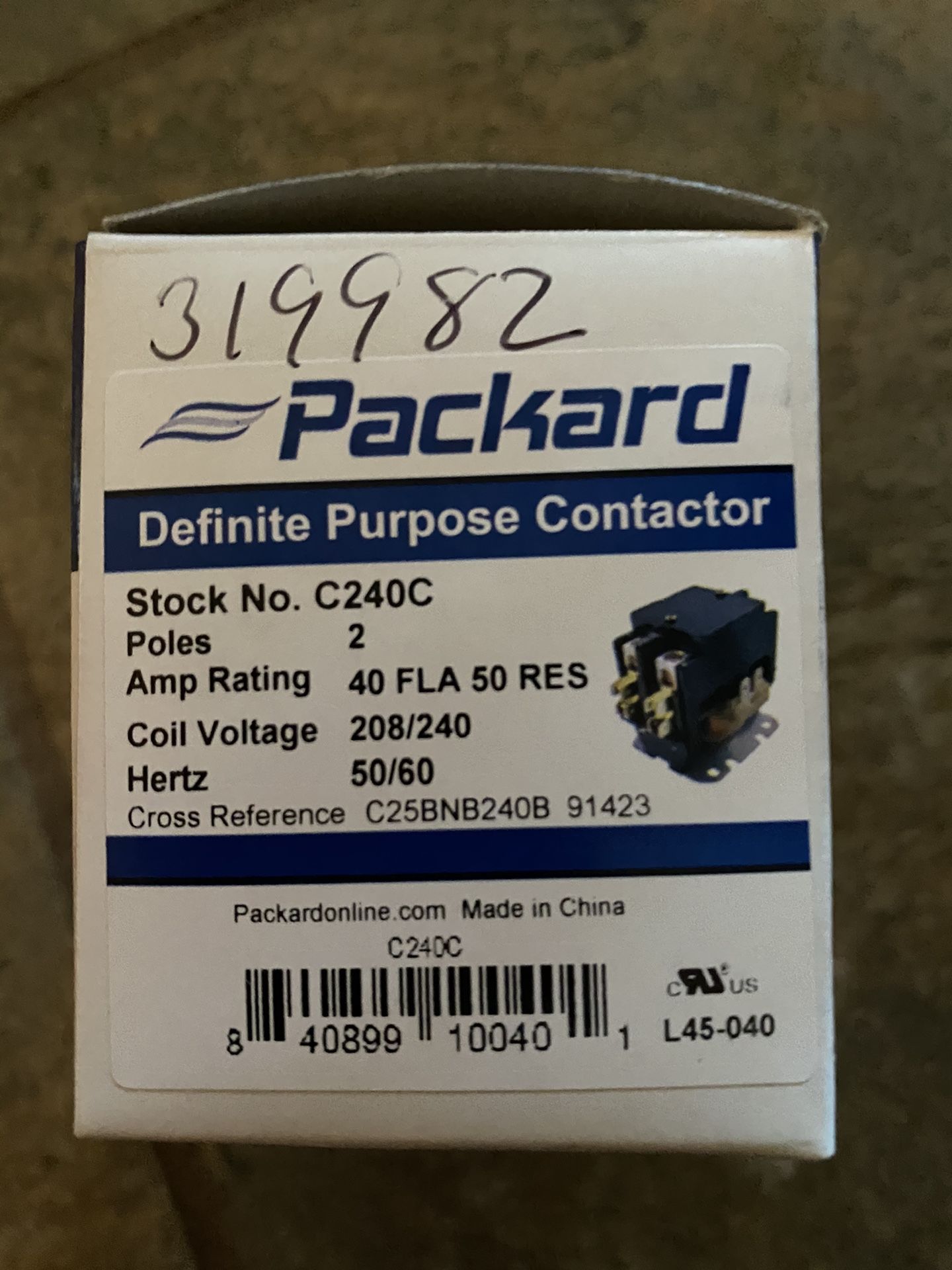Packard 2 pole contractor for AC