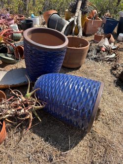 Large pottery pots