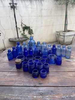 Antique cobalt blue bottles