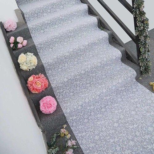 Wedding Aisle Runner (36" x 50ft White Floral Lace Aisle Runner)
