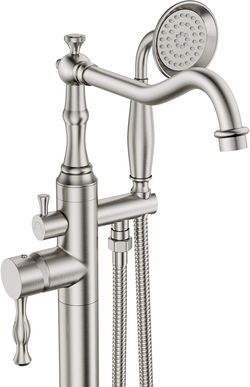 Brushed Nickel Bathtub Faucet Freestanding Tub Filler High Pressure #3101P R8