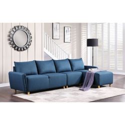 Brand New Blue Fabric Sectional