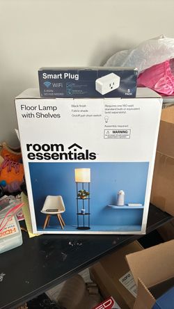 Floor lamp with shelves