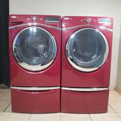 BEAUTIFUL KENMORE RED WASHER AND ELECTRIC DRYER FREE DELIVERY AND INSTALLATION ALSO A 90 DAY WARRANTY 