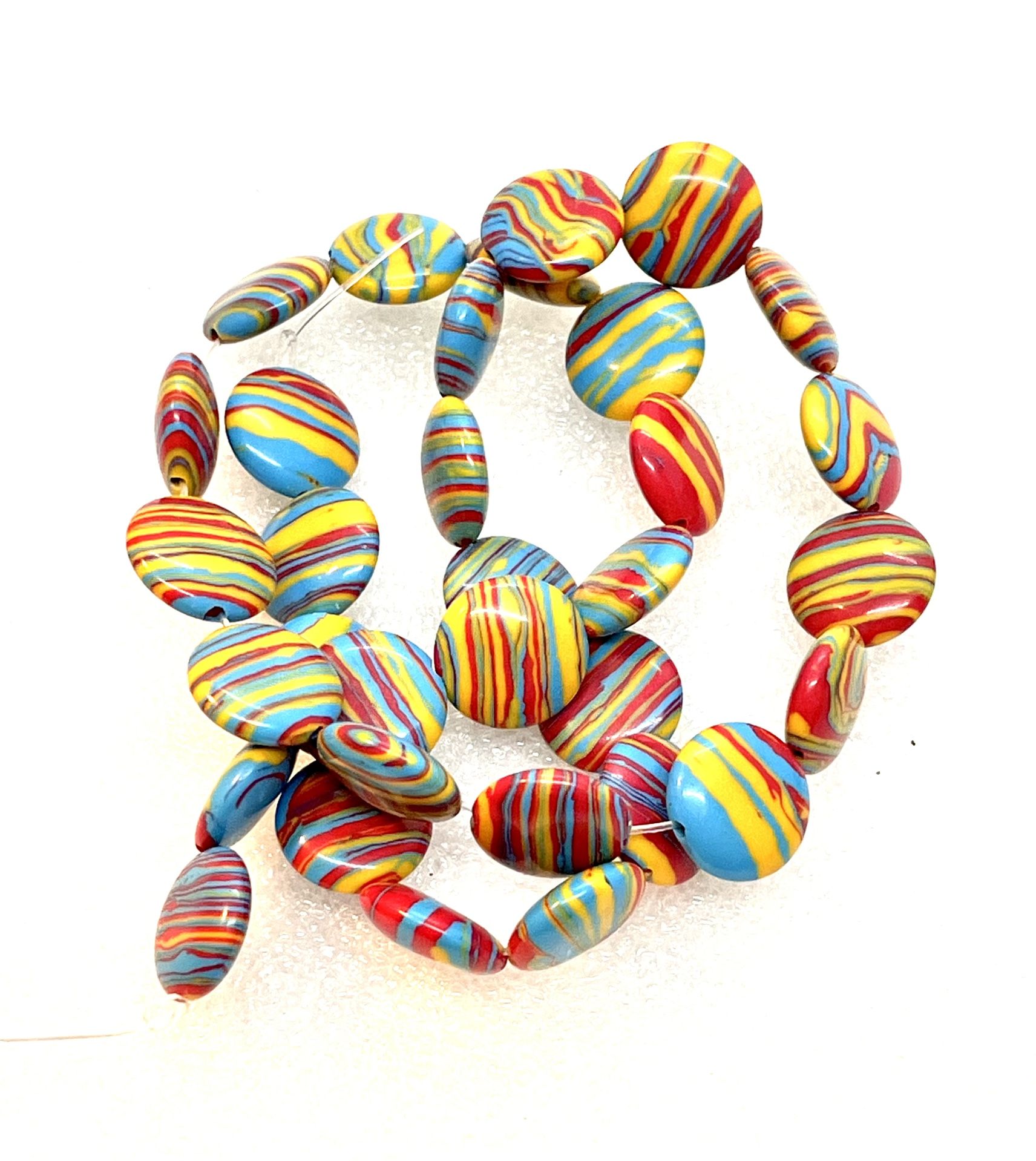 Strand Of Candy Striped Stone Beads 