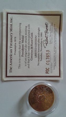 Presidential gold plated commemorative coin