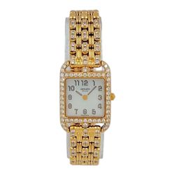 Ladies Small Hermes 20mm Cape Cod 18K Solid Yellow Gold Watch with Mother of Pearl Arabic Numeral Dial. (Pre-Owned)