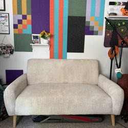 Beige Corduroy Loveseat
