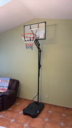 Indoor/outdoor portable basketball hoop.
