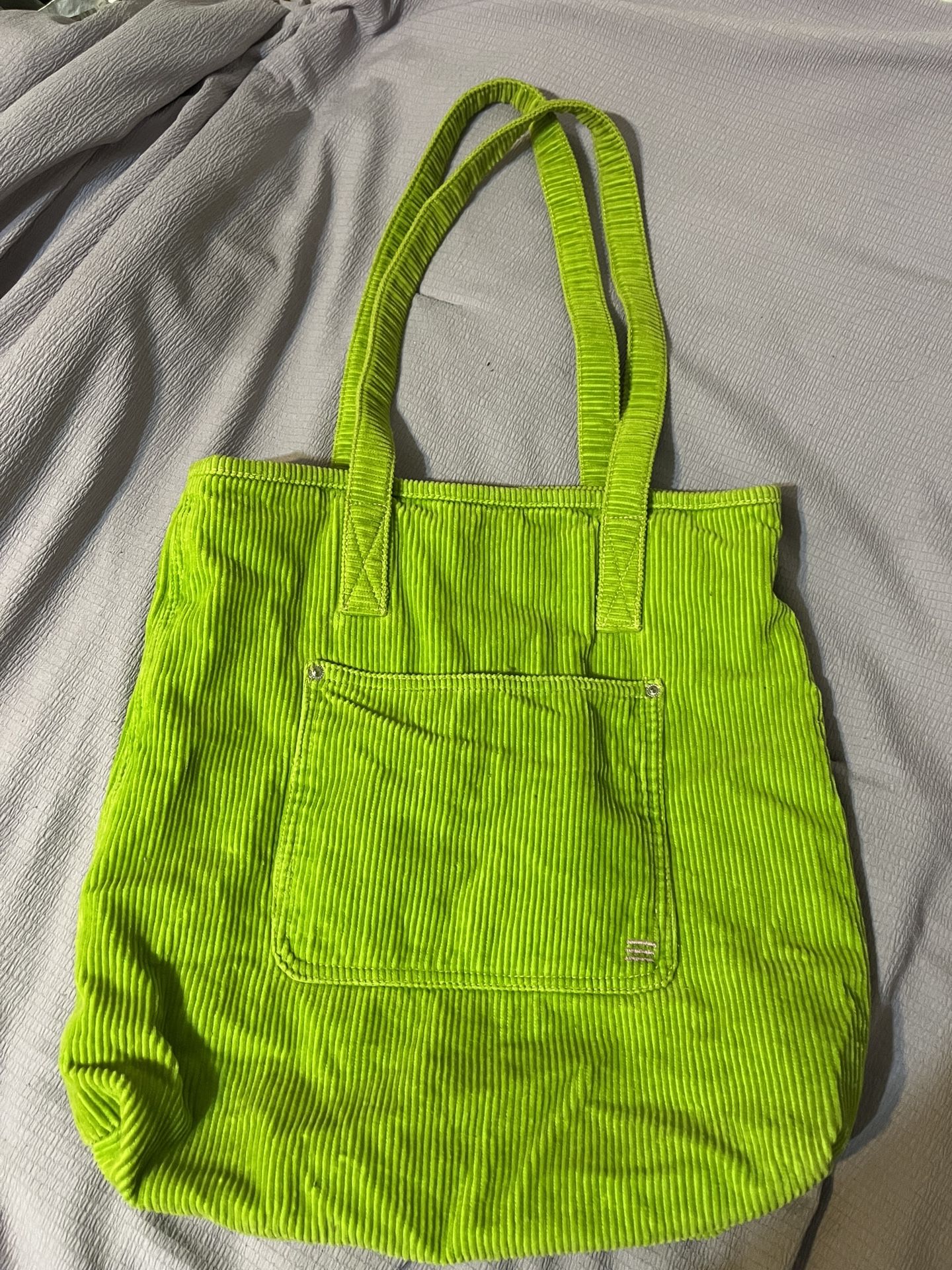 Green Corduroy Tote Bag