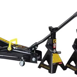 Black Jack 2.25 Ton Trolley Jack with 2.25 Ton Jack Stands in Case Black