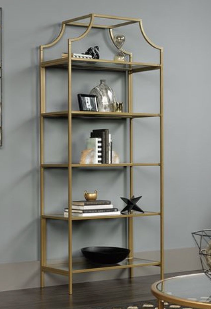 Metal And Glass Shelving Unit