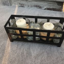 Iron & Glass 2 Light Tea Candle Holder