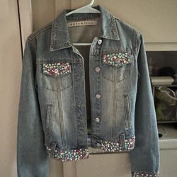 Jean Jacket With Embroidered jems