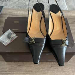 Used Louis Vuitton Slingback Heels In Black 38”