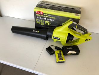 RYOBI 110 MPH 500 CFM 40-Volt Lithium-Ion Cordless Variable-Speed Jet Fan Leaf Blower with 4.0 Ah Battery and Charger Included