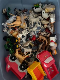 Farm Animals in a storage tub