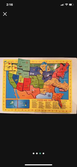 Ages 5+ Puzzles U.S.A. wooden map