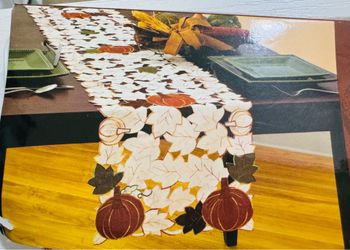 36” x 14” Fabric Embroidered Pumpkin Fall Thanksgiving Table Runner $8 NEW Multiple Available