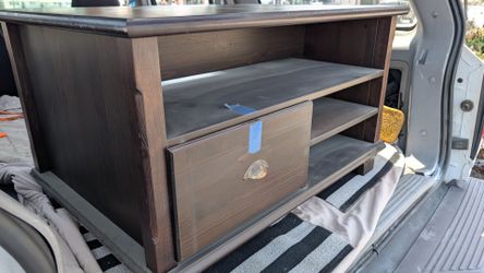 Two-sided coffee table solid wood walnut finish Good condition Just needs dusting