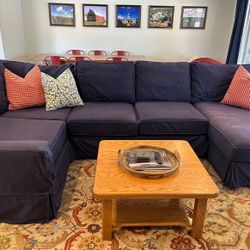 pottery barn comfort navy couch