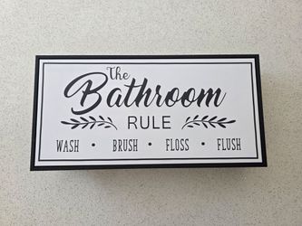 Modern Farmhouse "The Bathroom Rule" Framed Wall Art