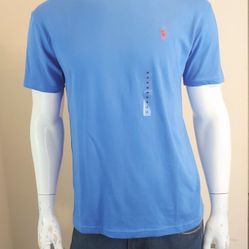 NWT Polo Ralph Lauren Mens Blue Crew Neck Short Sleeve Cotton T-Shirt Size M