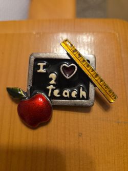 I Love 2 Teach Teacher Brooch Pin