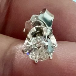 Sparkling Single 14kt White Gold .50ct Round Single Diamond Stud Earring “Beautiful”