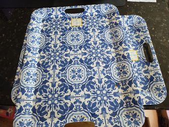 2 Large Blue and White Serving Trays,
New