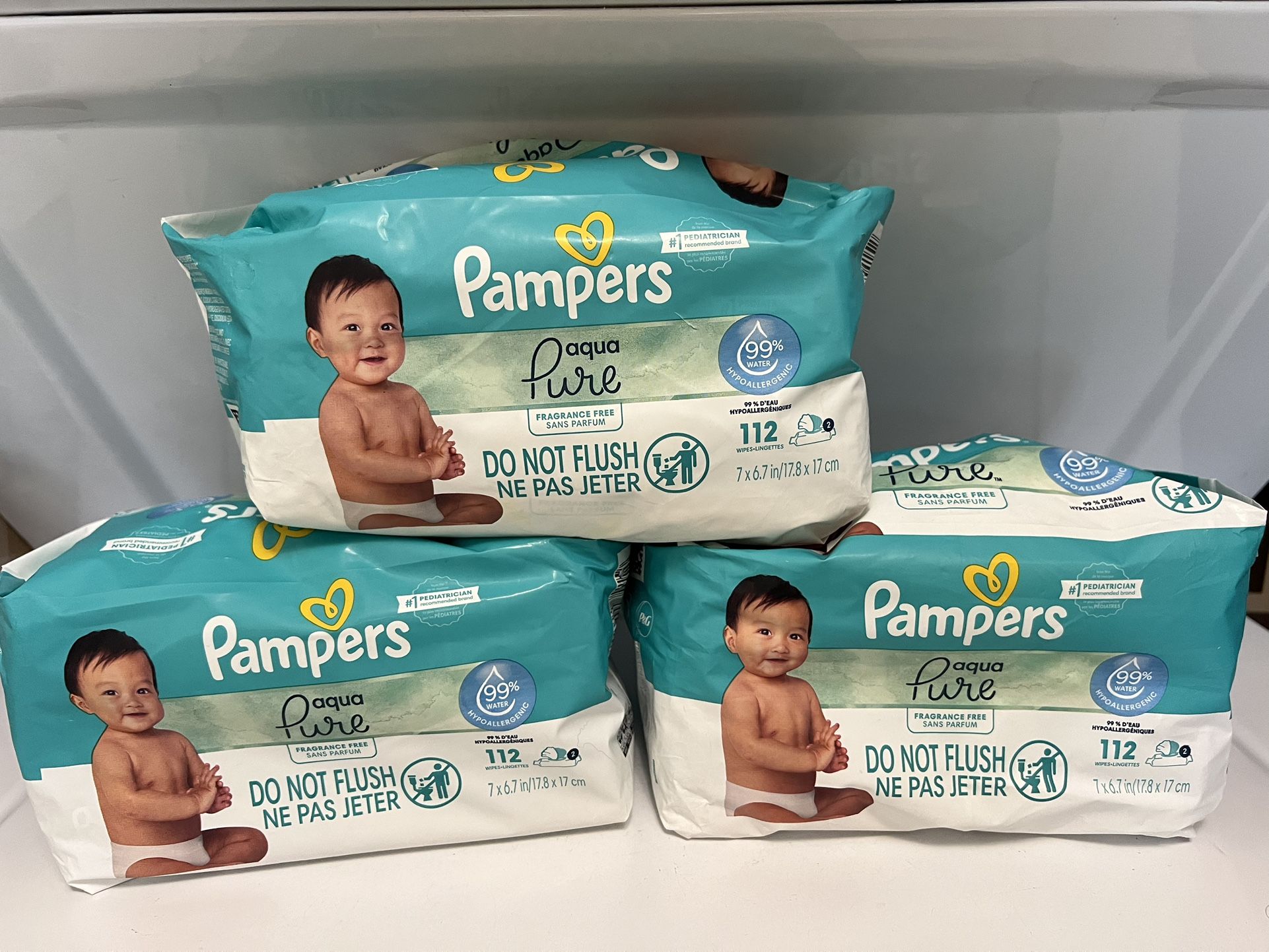 Pamper Pure wipes total 336 x $18