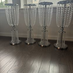 4 pc Wedding Centerpiece Set - Silver Crystal