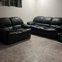 Black Leather Sofas -Set