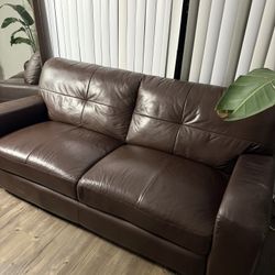 Dark Brown Leather Sofa