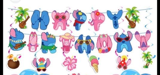 Lilo & Stitch Hawaiian Birthday Party Banners and Balloons