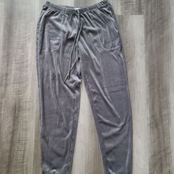 Nicole Miller Soft Grey Jogger Lounge Pants Cuffed Elastic Waist Sz S