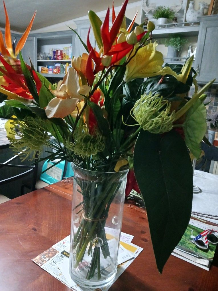 Tall Vase With Flowers 